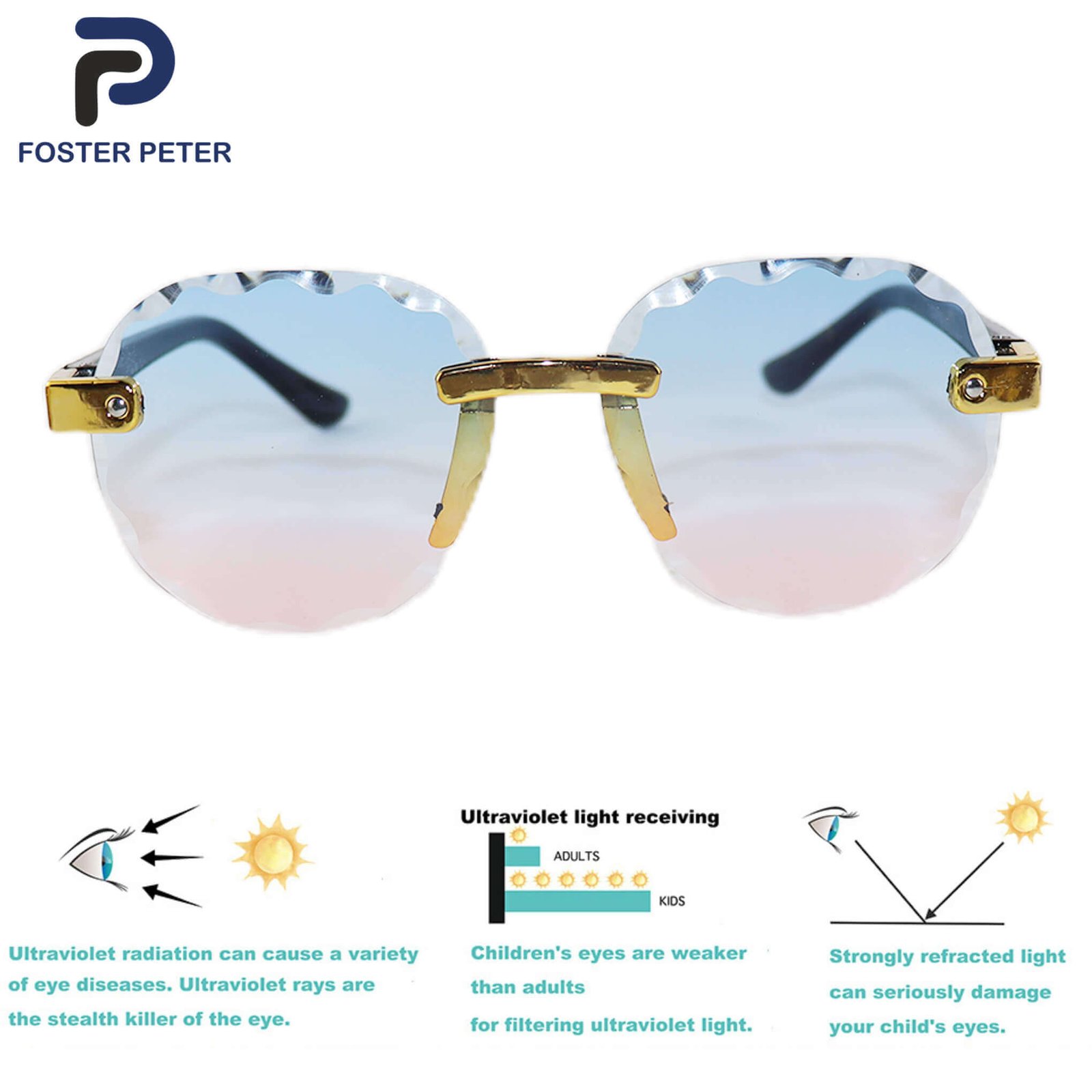 Blue Diamond-Cut Edge Baby Sunglasses - Image 3