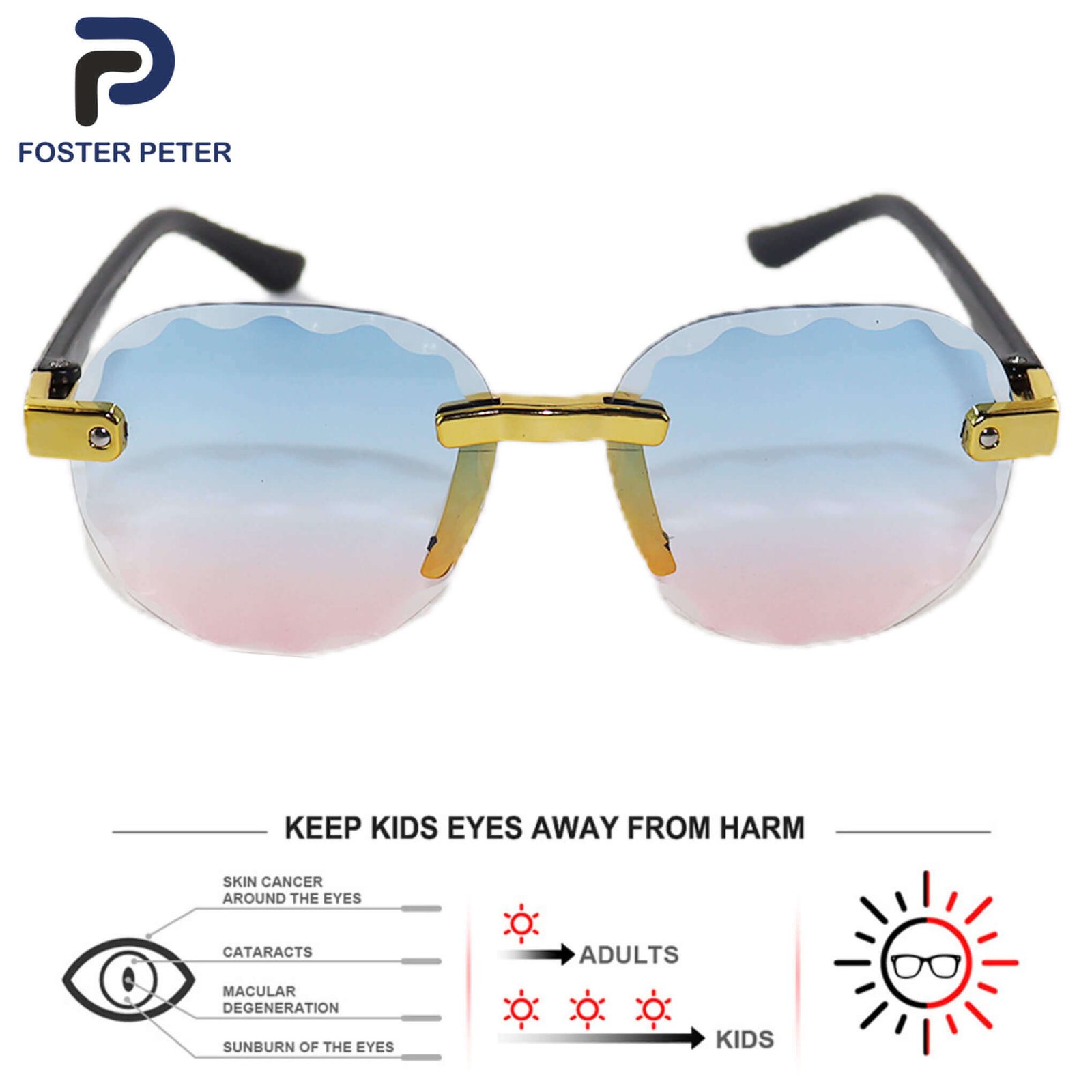 Blue Diamond-Cut Edge Baby Sunglasses - Image 2