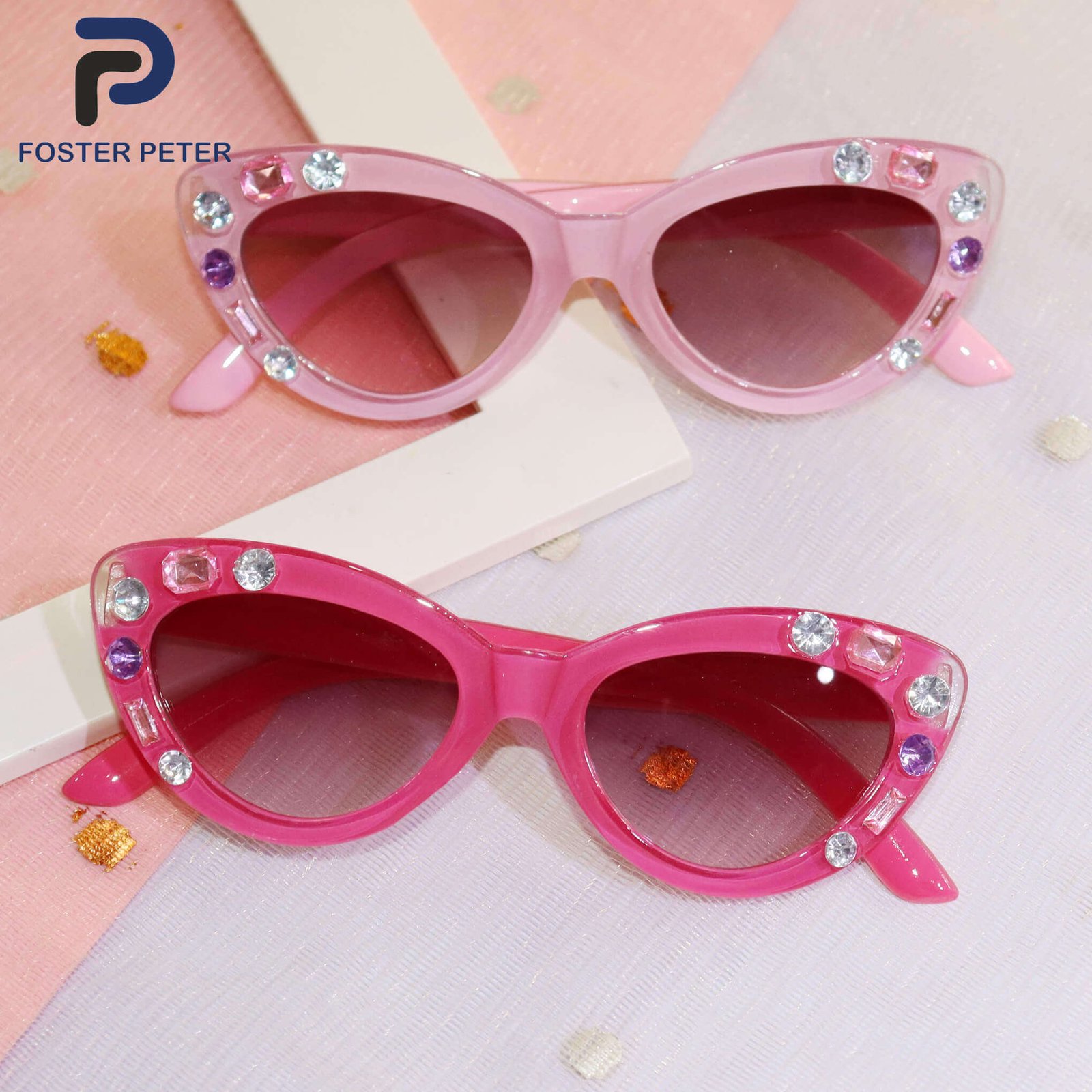 Kids' Jewel-Studded Cat-Eye Sunglasses Combo - Image 2