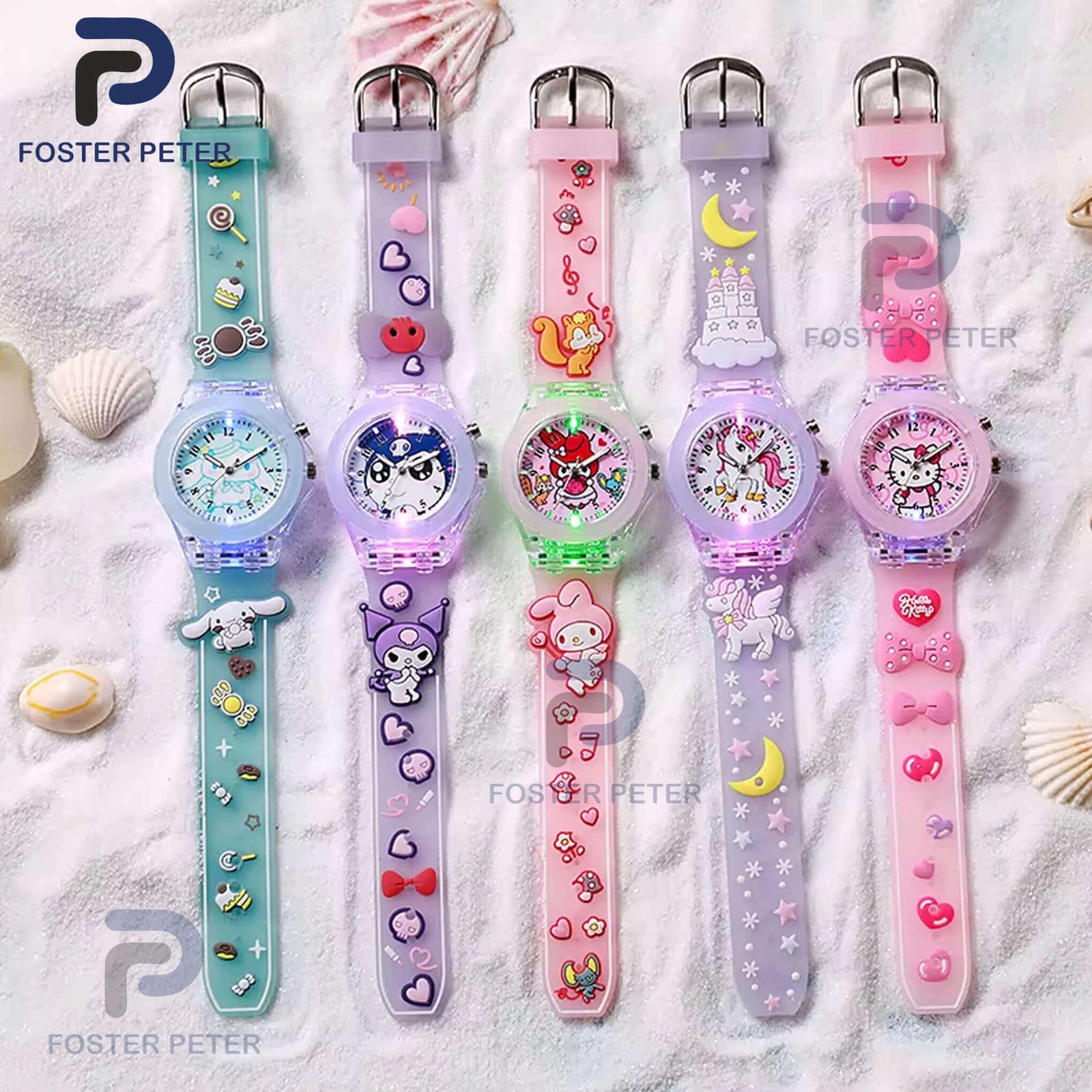 Kiddy Character Watch Set: 5-Pack Cute & Colorful Watches